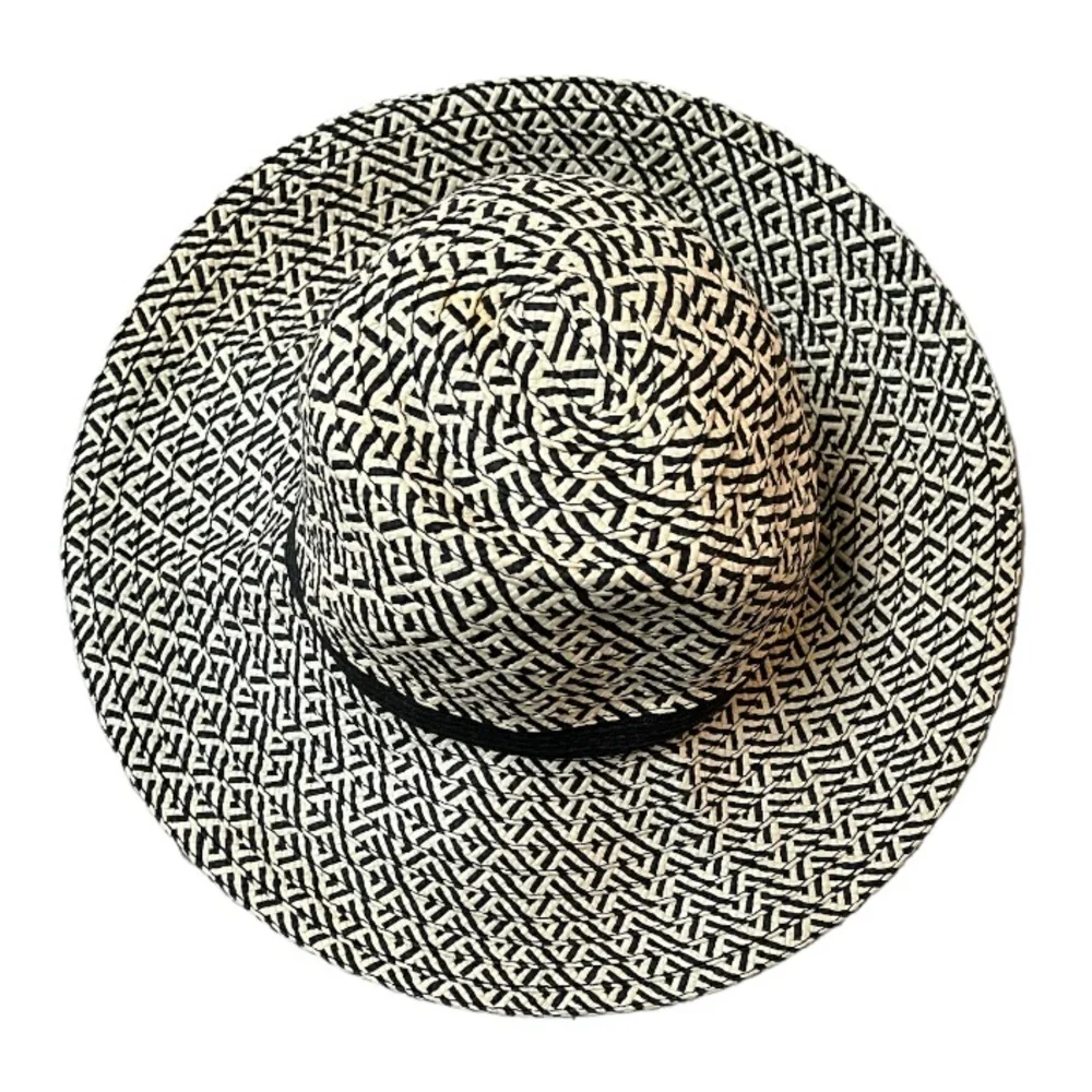 Sun Hats 4 Pc Set Wide Brim Summer Beach Straw Derby Fedora Natural Black Womens